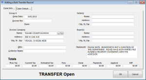 Bulk Transfer Entry Form