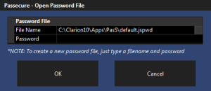 Open Password file dialog window